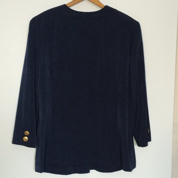 Joseph Ribkoff Vision Plus Womens Blazer Sz 14 Blue Long Sleeve Golden Buttons - Picture 2 of 9